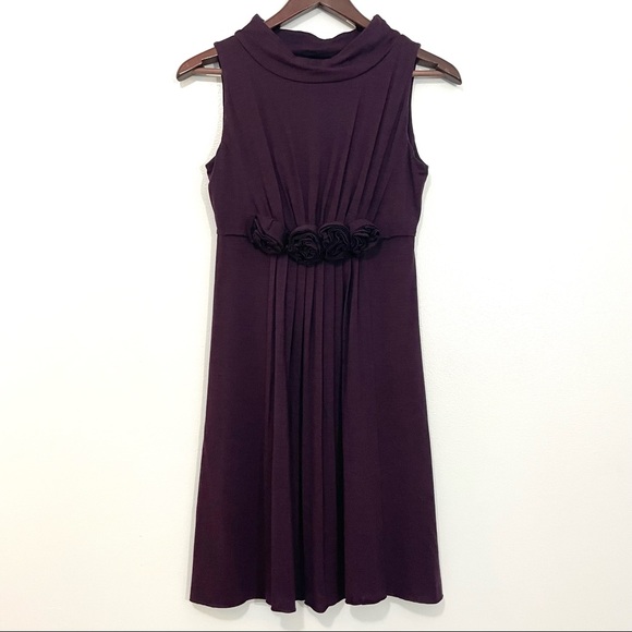 Susana Monaco Purple Wool Blend High Waist Sleeveless Dress Mock Neck - Picture 1 of 7